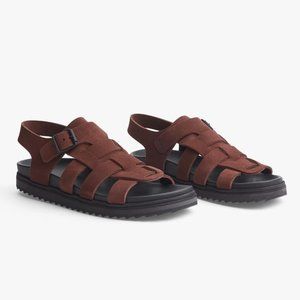 James Perse Made in Italy Suede Lattice Strap Sandals Muscat Brown Size 10 NEW